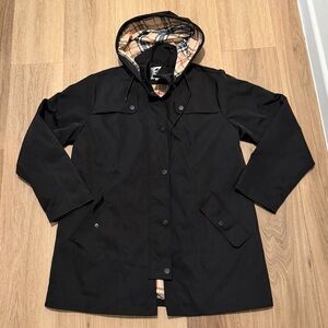 Saphirose Black Hooded Long Coat Zip-up/Button Jacket size Large